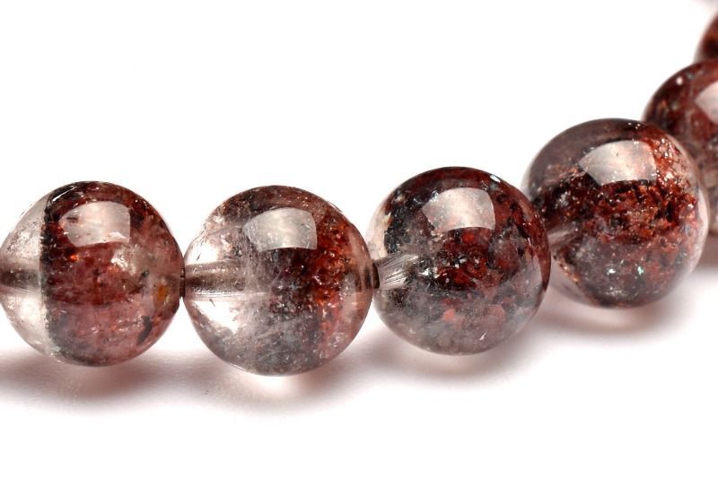 １点物 AAA ピラミッドファントム ストロベリークォーツ レピドクロサイトインクォーツ 6.5mm ブレスレット パワーストーン 天然石 _MA9183