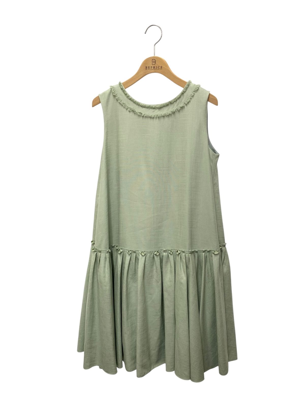 フォクシーニューヨーク リネンフェイス Dress 38321 ワンピース 38 グリーン フリンジ ITE5C976H2MS