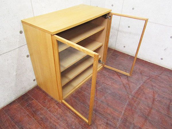 無印良品/MUJI 木製キャビネット・ガラス扉・オーク材