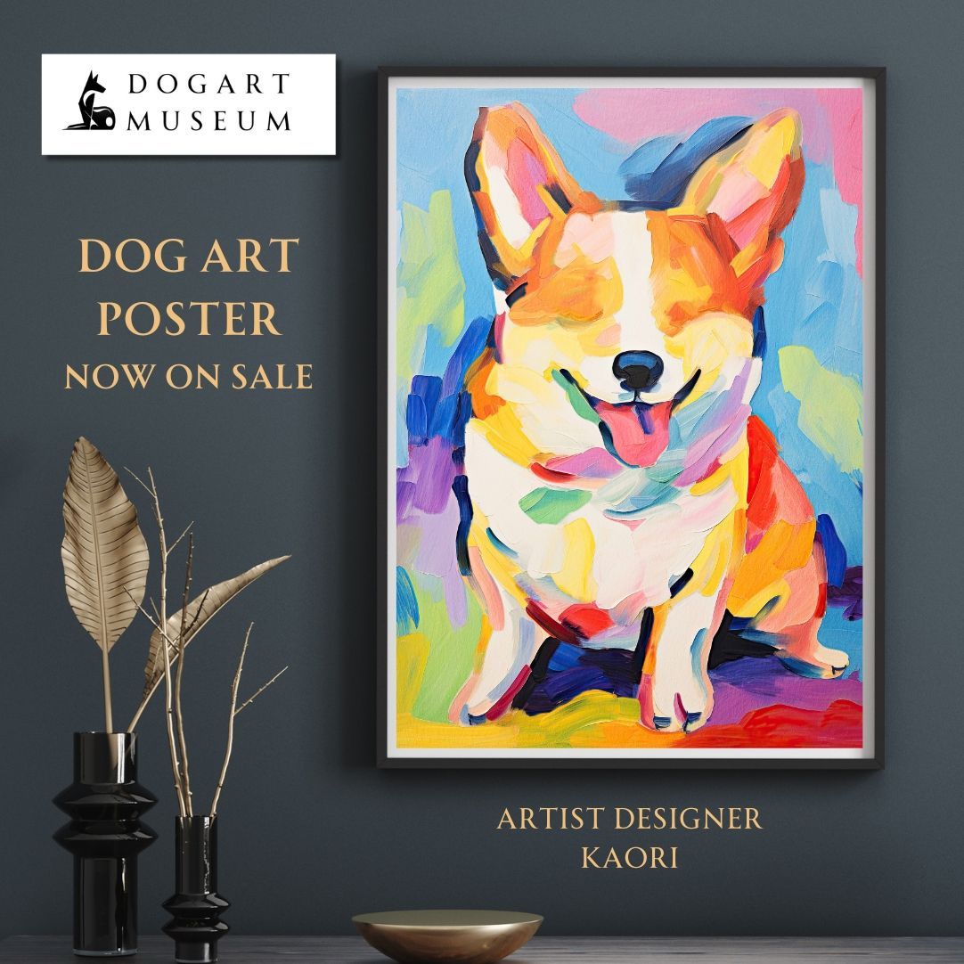 依頼詳細 ※こちらのページの購入はできません マイフレンド - ウェルシュコーギー犬 No.3】抽象画 アートポスター 犬
