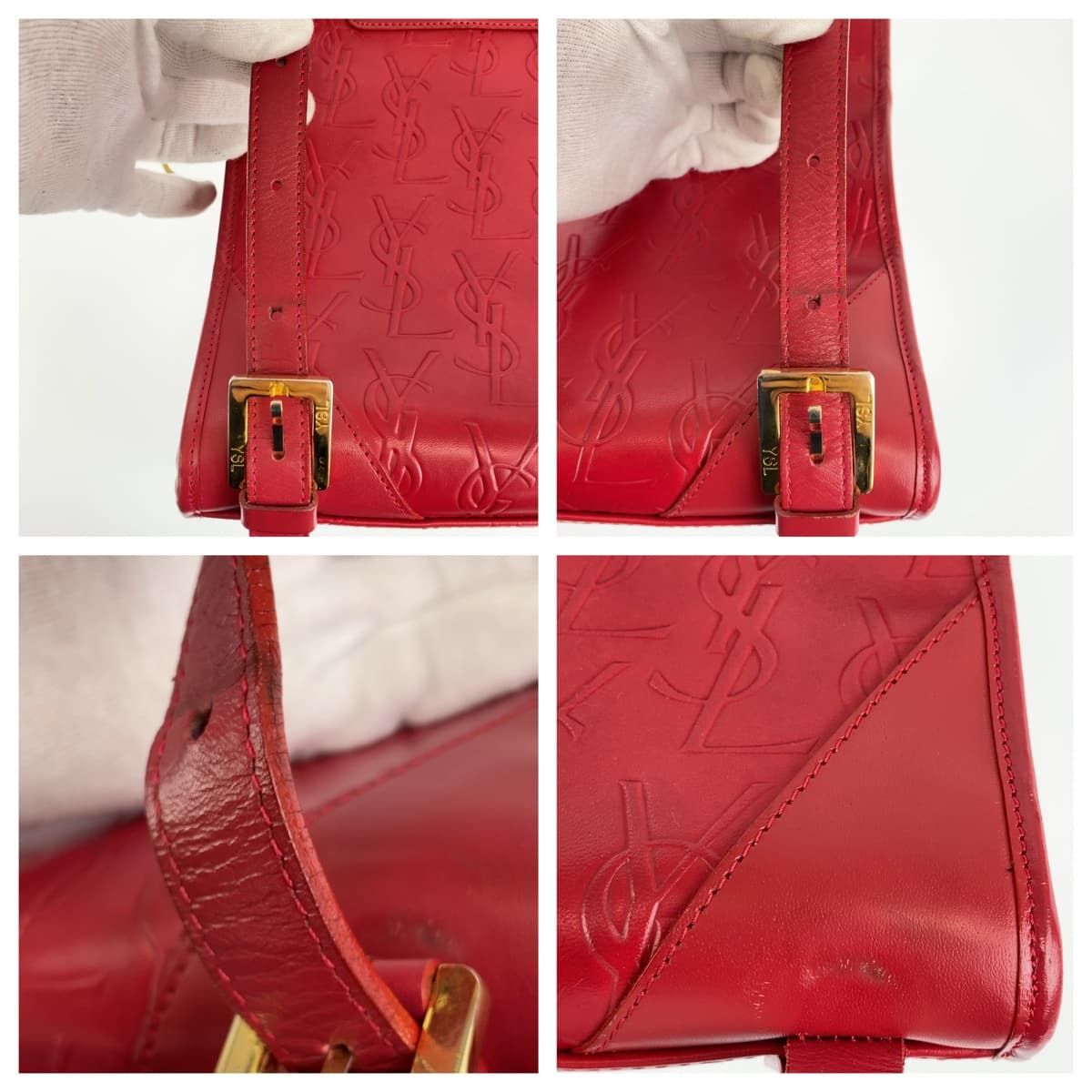 美品 YVES SAINT LAURENT イヴ サンローラン ヴィンテージ YSL レッド 