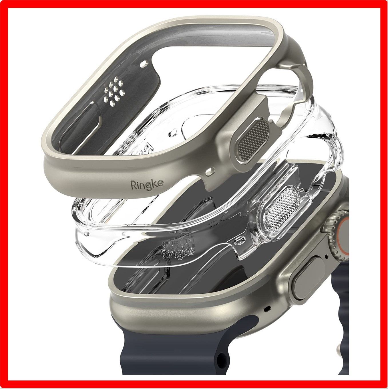 送料無料】Clear＆Titanium Gray 【Ringke】Apple Watch Ultra/Ultra 2 