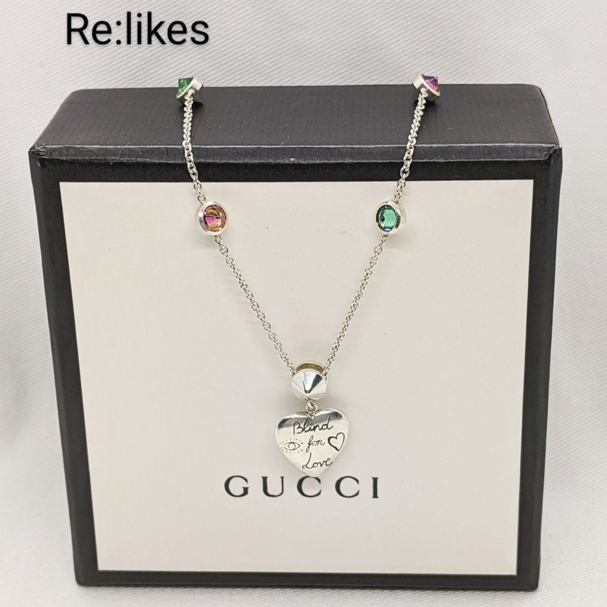 美品】GUCCI グッチ ネックレス ブラインドフォーラブ シルバー 男女可