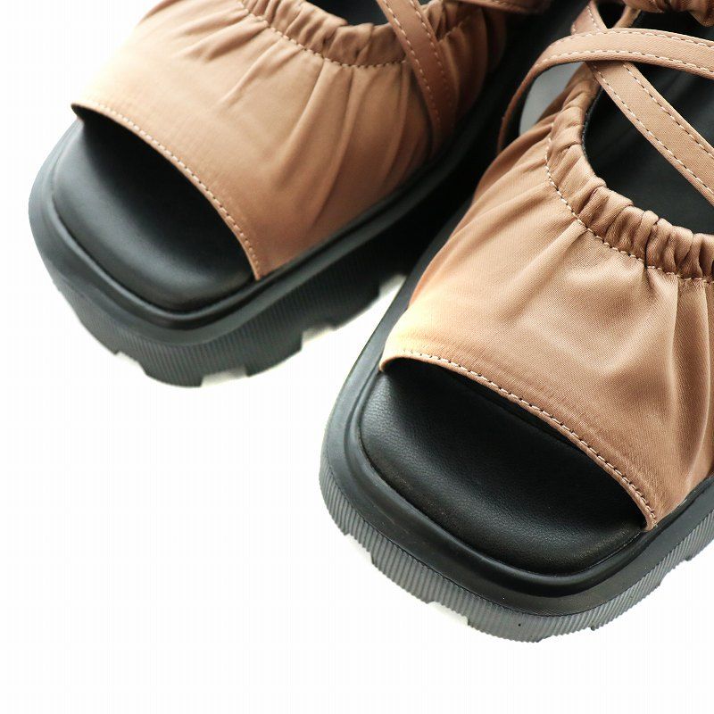 コエル COEL サテンギャザーサンダル 厚底 39 24.5cm ピンク 183209068 |AN5 GY36 KIN-KAAI_COM