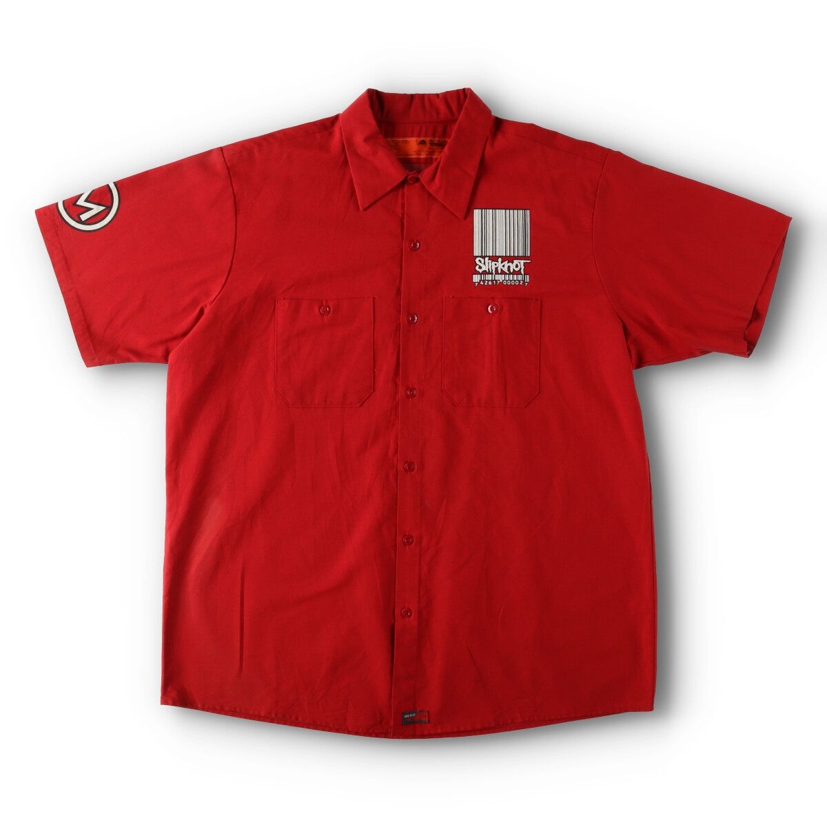 古着 00年代 レッドキャップ Red kap SLIP KNOT スリップノット バックプリント バンド 半袖 ワークシャツ USA製 メンズXL/eva003003