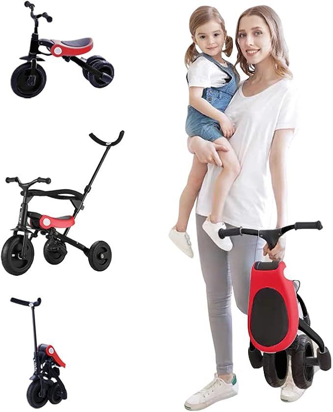 三輪車 3in1 手押し棒付き 手押し車 1~6歳 折り畳み自転車 軽量 子供 自転車 誕生日プレゼント キックバイク へんしんバイク 保護ガード付き