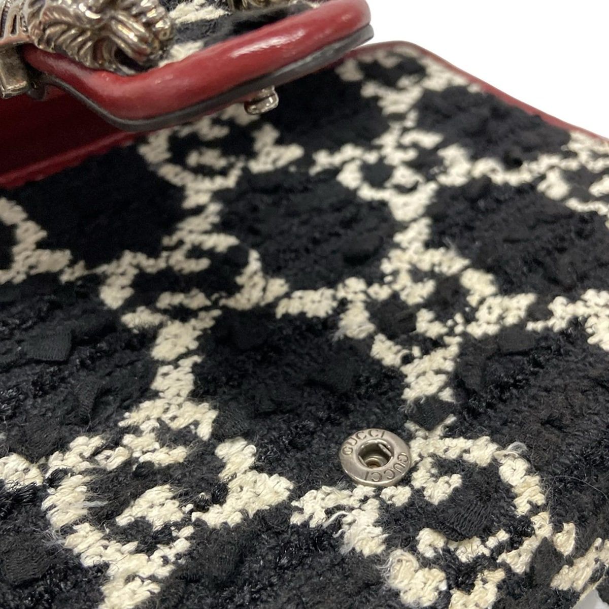 【現品限り一斉値下げ！】 GUCCI グッチ 財布 ディオニュソス 401231 黒×白×レッド チェーンウォレット レザー