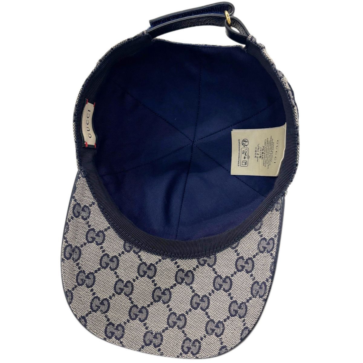 中古】 グッチ キャップ 帽子 ウェブ ストライプ付き オリジナル GG 