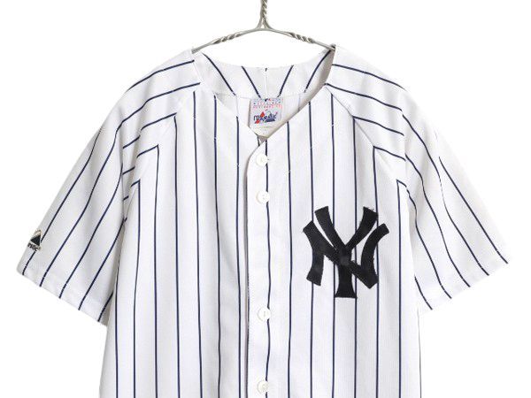 USA製 ヤンキース ベースボール シャツ キッズ XL メンズ S 程 MLB オフィシャル マジェスティック 大リーグ ユニフォーム ジャージ 重ね着 お得なクーポン配布中!】 USA製 ヤンキース ベースボール シャツ