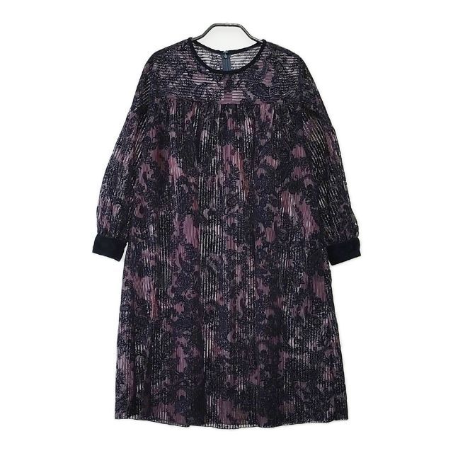YOSHIYO ナイロン ポリエステル パイル 総柄 ワンピース チュニック ワインレッド ネイビー レディース ヨシヨ 5-0424M∞
