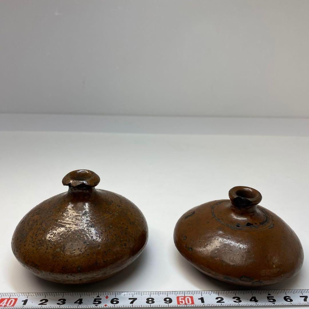 江戸初期　古瀬戸　油壺　4客　タルチ　高さ約5.5〜6.5㎝　東な6-0604③ 江戸初期 古瀬戸 油壺 4客 タルチ 高さ約5.5〜6.5㎝