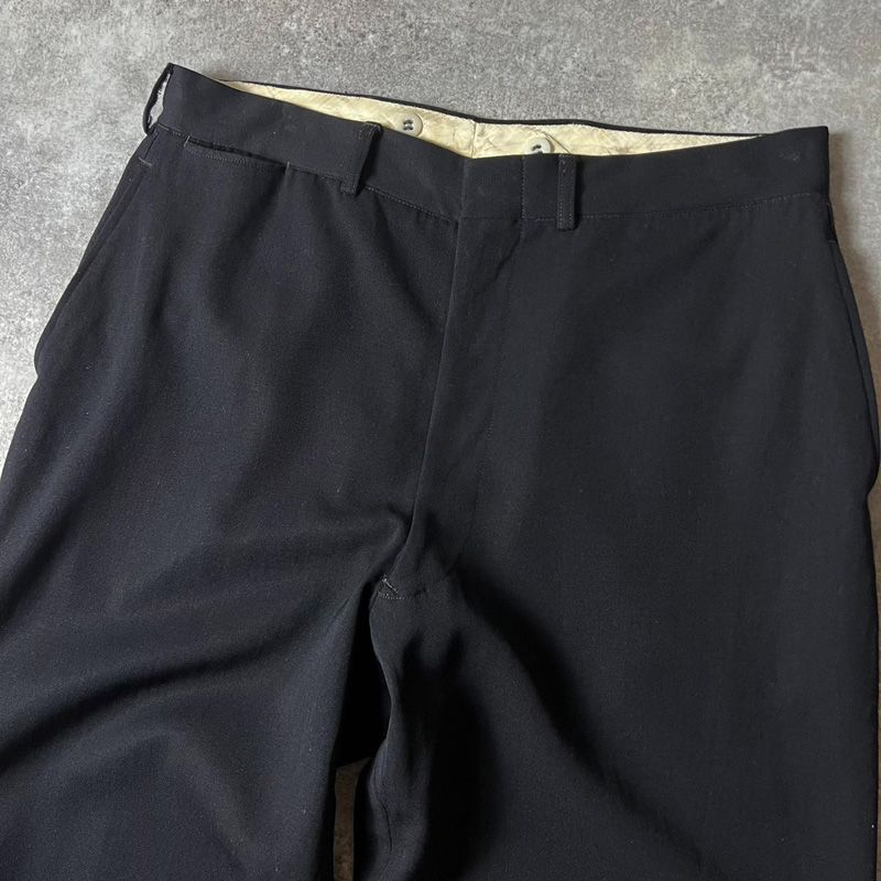 50s UNKNOWN ノータック ウール ギャバジン スラックス パンツ