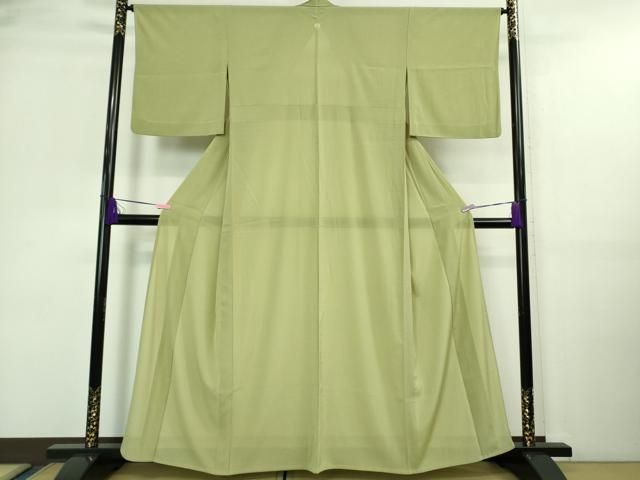 平和屋着物■極上　夏物　洗える最高級着物　＜英＞はなぶさ謹製　色無地　絽縮緬　若芽色　逸品　DZAA9646kh5 平和屋着物□極上 夏物 洗える最高級着物 ＜英＞はなぶさ謹製 色無地 絽