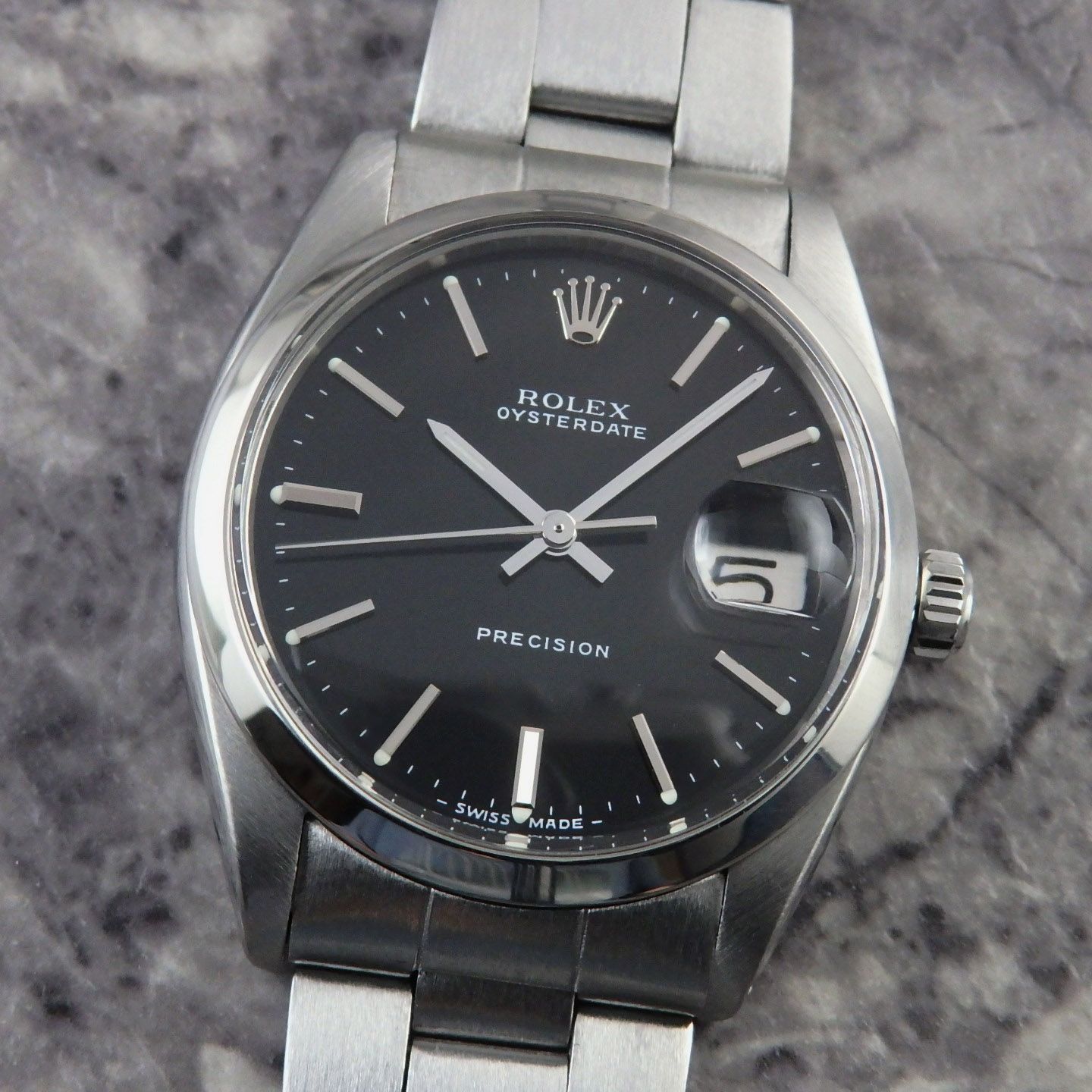 ロレックス オイスターデイト 6694 ブラックダイヤル ROLEX OYSTER DATE 1965年 アンティーク ヴィンテージ 黒文字盤 -  メルカリ