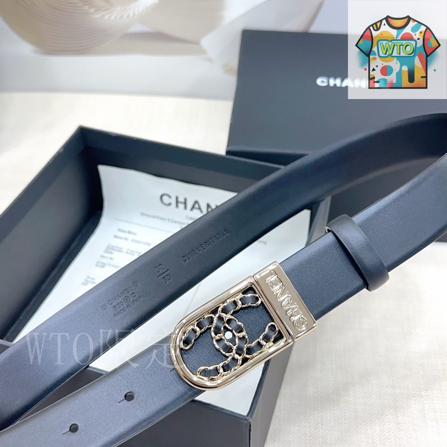 CHANEL クリスタル付きブラックベルト新品お安く出品してる為値下げは✖️ 値下げ‼️シャネル ベルト❤️