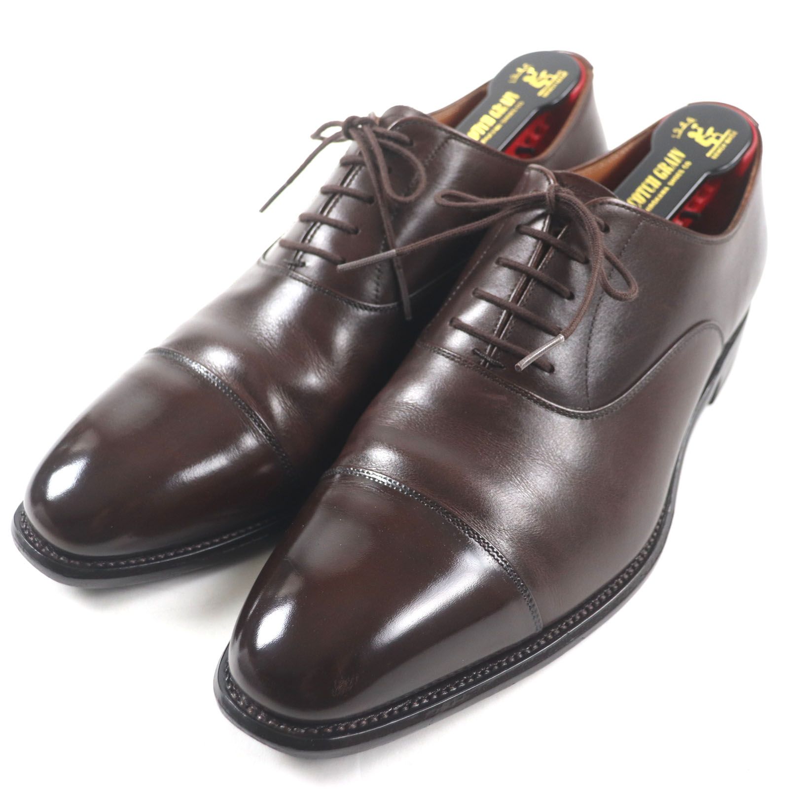 スコッチグレイン HIROKAWA ブラウン レザーシューズ スコッチグレイン 美品 SCOTCH GRAIN SOLID ヒロカワ製靴 レザー