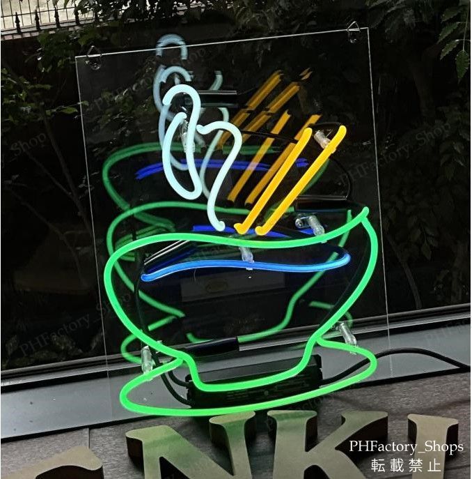 どんぶりモチーフ ガラス看板