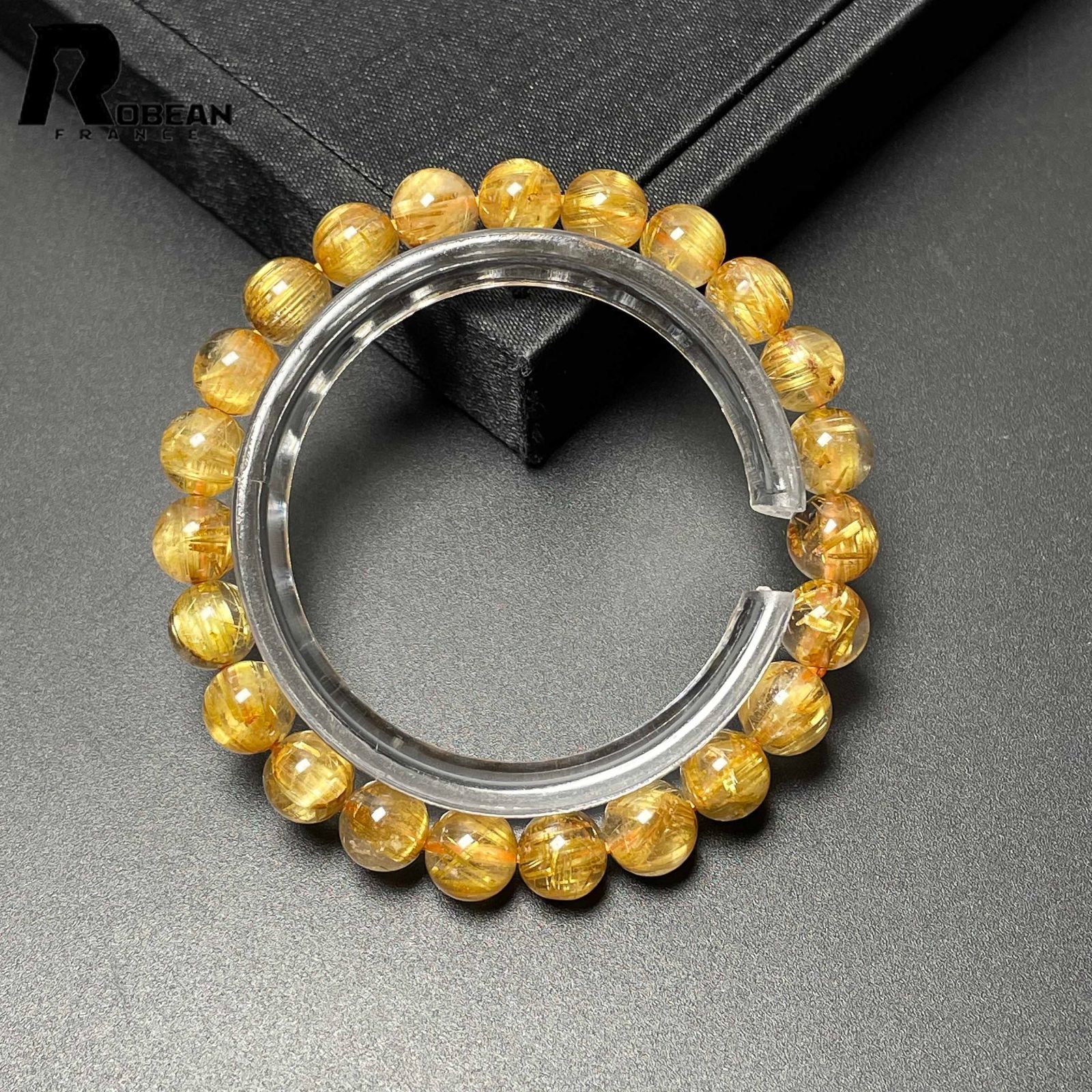 EU製 定価17万円 ROBEAN ! 満針ルチルクォーツ ブレスレット パワーストーン 天然石 金運 お守り ギフト プレゼント 7.8-8.3mm M0423038