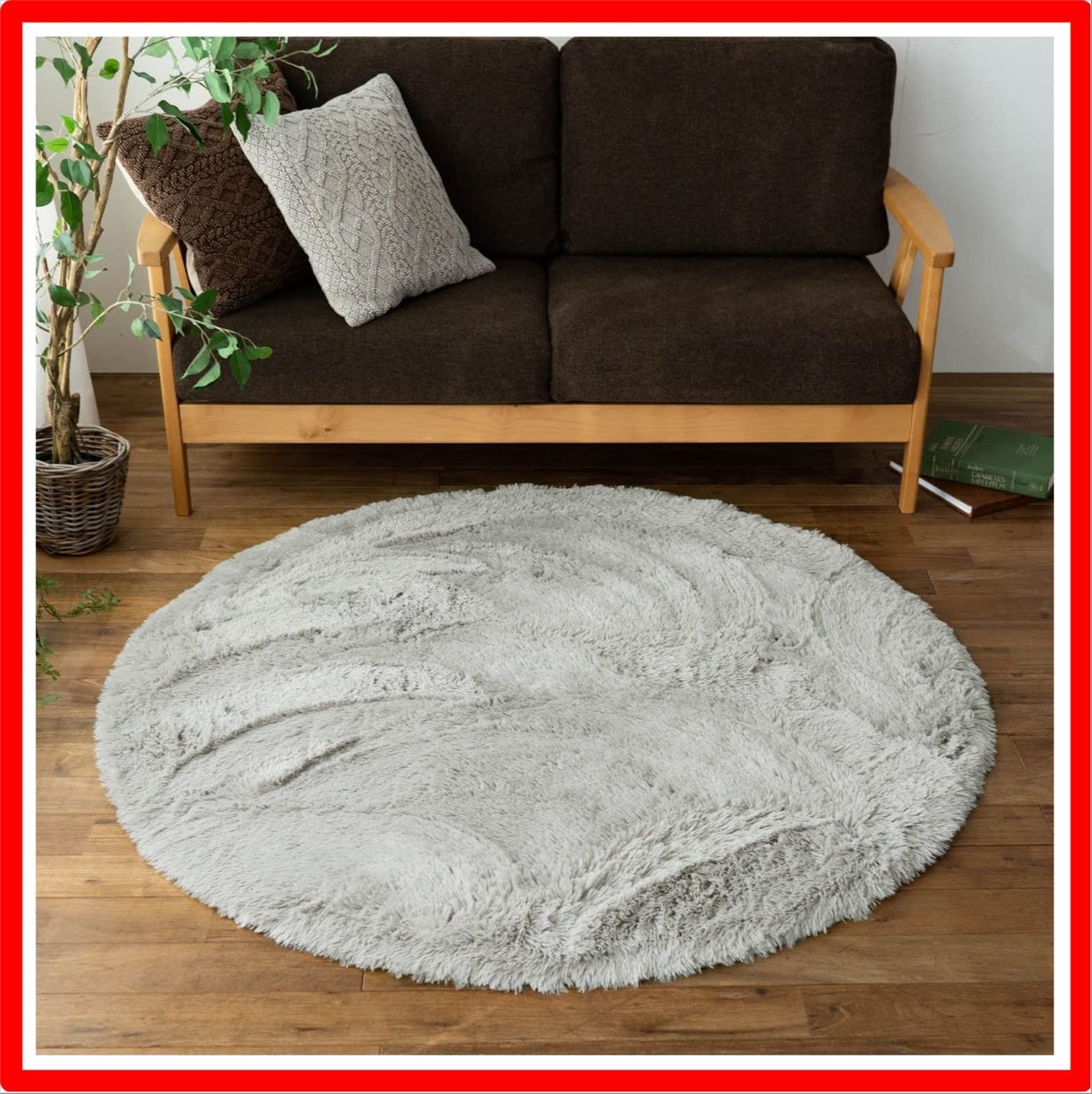 送料無料】 03) 直径 95 cm［円形ラグ］_08) ナチュラルグレー