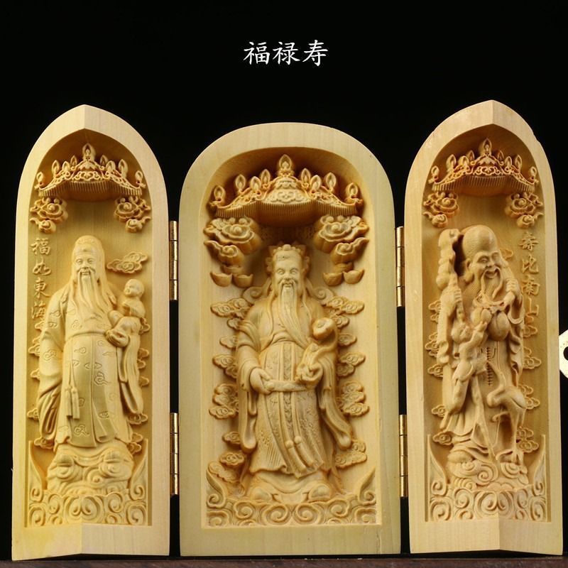 福禄寿 仏像 開運 縁起物 インテリア雑貨  オブジェ 置物 仏像彫刻 タイ 占い 開運グッズ 効果絶大 おしゃれ 和風 観音 浄土宗  木彫り ツゲの木 箱木仏像 贈り物 プレゼント