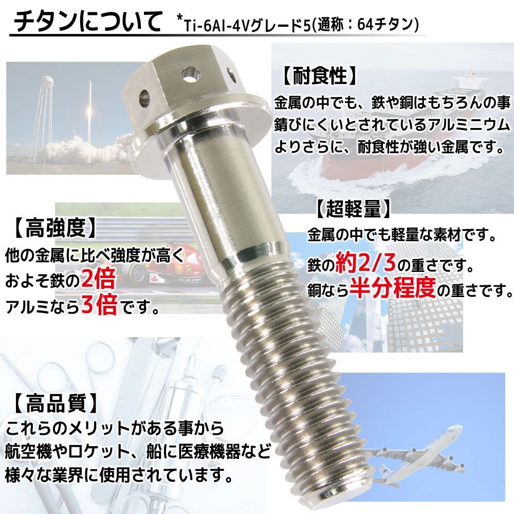 M8 P1.25 チタンナット フランジナット 1個 六角ナット ブラック 8mm ピッチ1.25 スプロケットナット