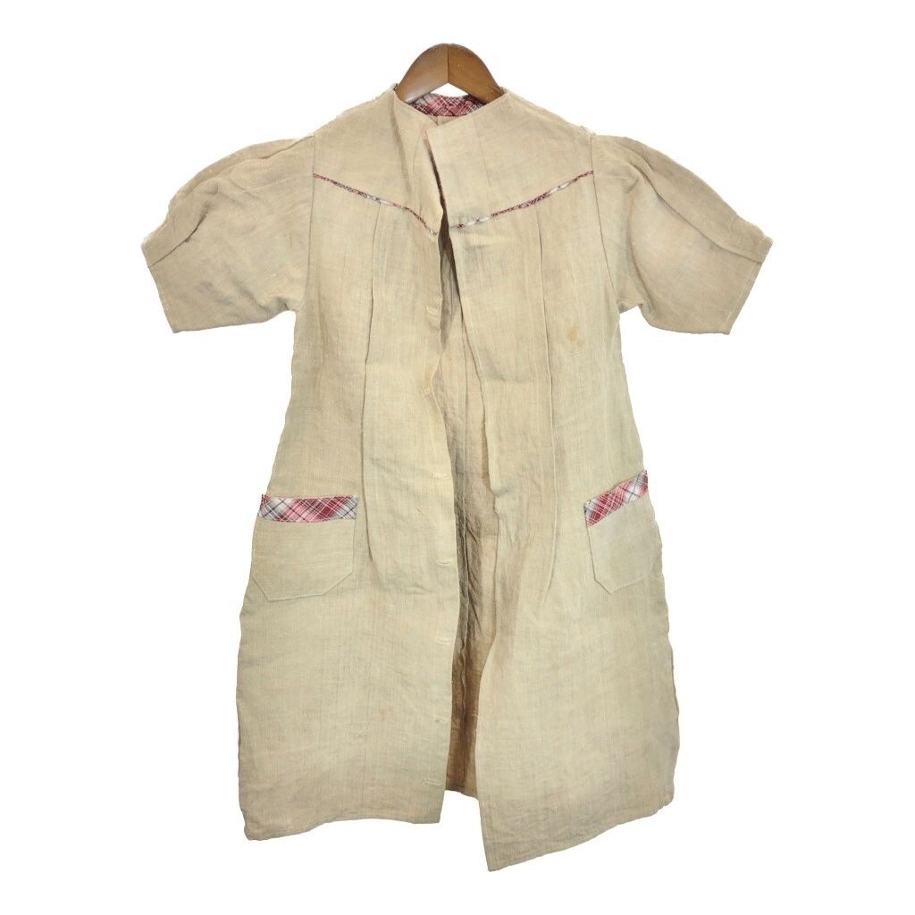 30年代 フレンチリネン ワンピース ヴィンテージ ユーロ ベージュ  