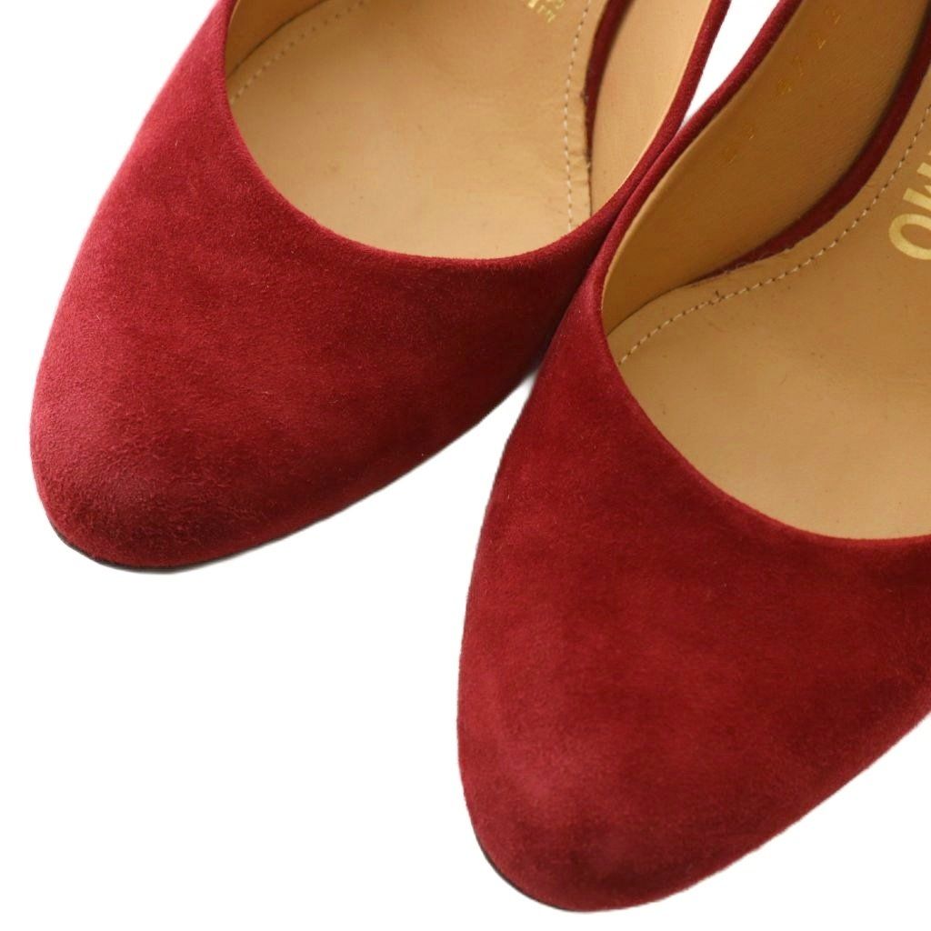 サルヴァトーレフェラガモ Salvatore Ferragamo パンプス スエード ラウンドトゥ ヒール 4 21.5cm 赤 レッド |XZ GY18 KIN-KAAI_COM