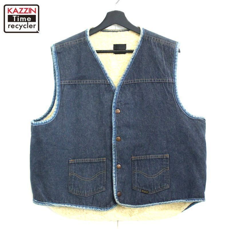 70s vintage Sears 裏地ボア デニムベスト メンズ 表記XLサイズ