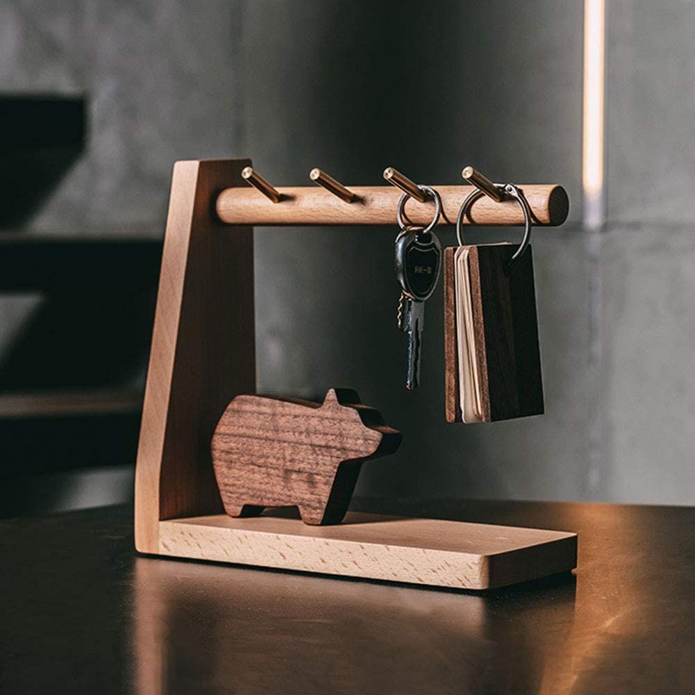 Sakulaya 木製 キースタンド 胡桃の木製キースタンド 小物入れ 小物