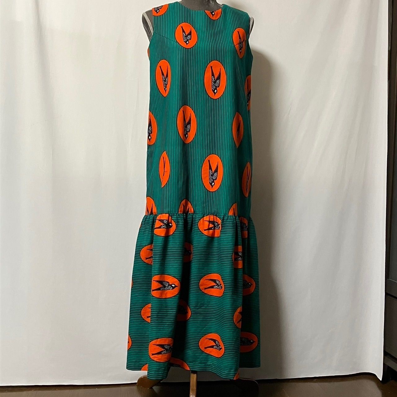 着物リメイクno.3145★大島紬・Aラインロング　ワンピース 着物リメイクno.3145☆大島紬・Aラインロング ワンピース 2025年最新