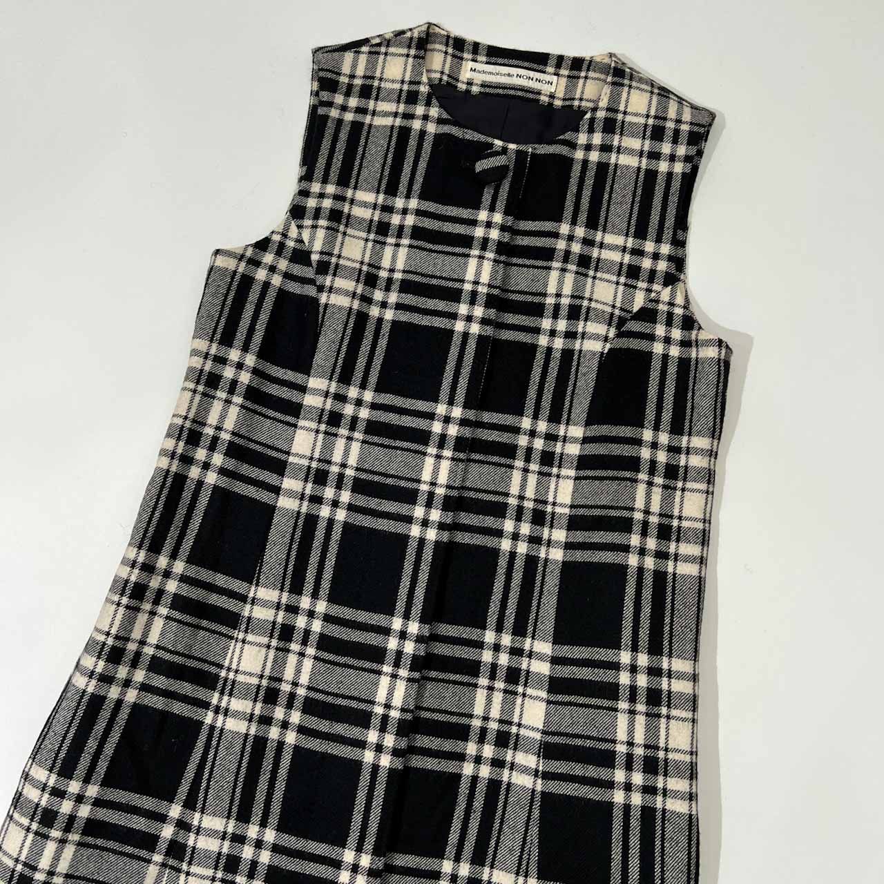 Mademoiselle NON NON 【美品】 ワンピース チェック柄 Mademoiselle NON NON マドモアゼルノンノン チェック柄 ウール