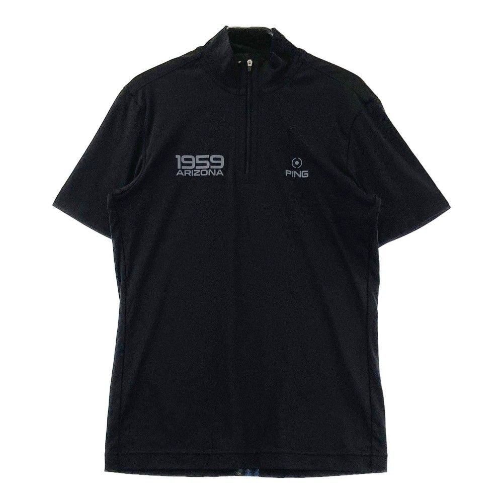 サイズ：S PING ピン メッシュ切替 ハーフジップ 半袖Tシャツ