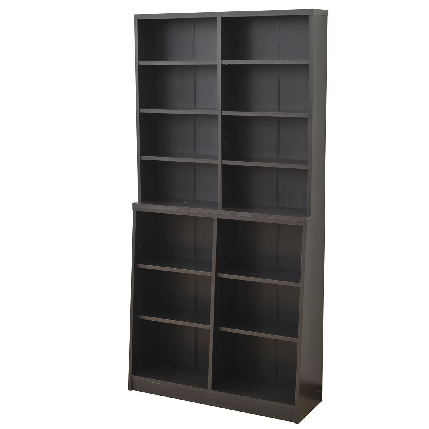 在庫 SCOR-1890 DBR ダークブラウン 組立品 収納 壁面 棚板可動 安定感のある2段構え 大容量 幅90×奥行29×高さ180cm 本棚 山善