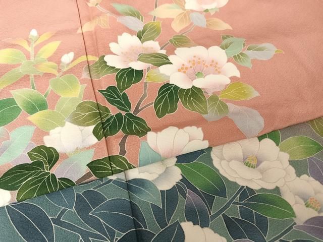 平和屋着物○十日町友禅 女流作家 遠田藤舟 訪問着 枝花文 暈し染め