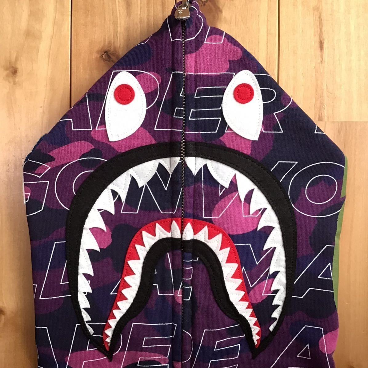 purple color camo シャーク パーカー Lサイズ shark full zip hoodie a bathing ape bape エイプ ベイプ アベイシングエイプ パープル 紫