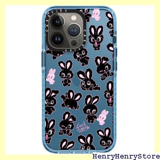 完売商品 CASETiFY インパクトiPhone 13 Pro ケース MIL規格準拠 4x MIL-STD-810G 2.5mからの落下試験をクリア - Black Bunnies - シエラブルー 1564