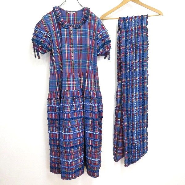 ワンダフルワールド　カネコイサオ　ワンピース　綿ローン　ノースリーブ　チェック ワンダフルワールド カネコイサオ ワンピース 綿ローン