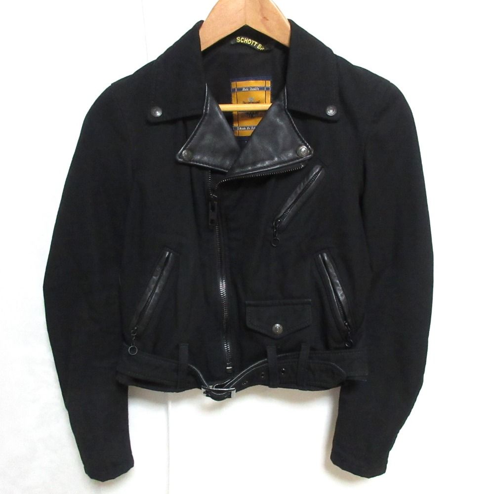 美品 Schott ショット PERFECTO ワイズ別注 レザー切替 ダブル 