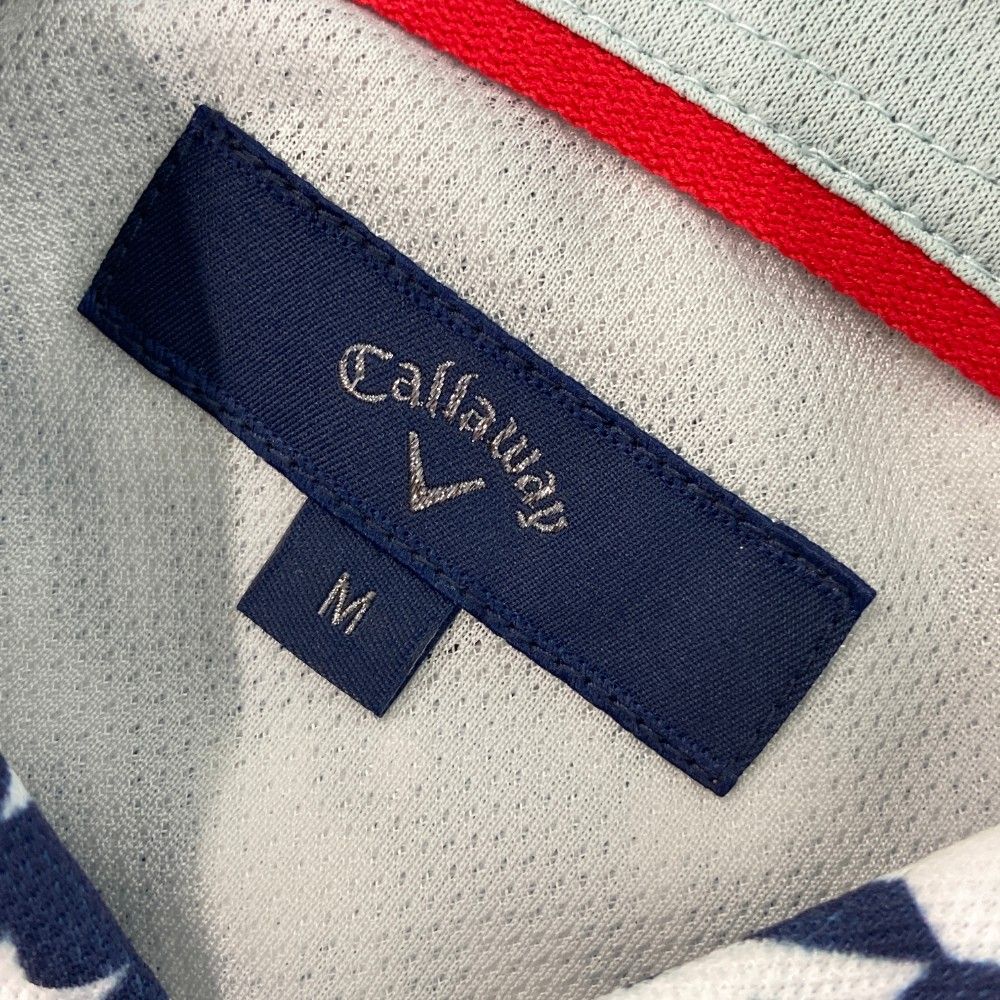 サイズ：M CALLAWAY キャロウェイ 半袖ポロシャツ 千鳥柄 ネイビー系