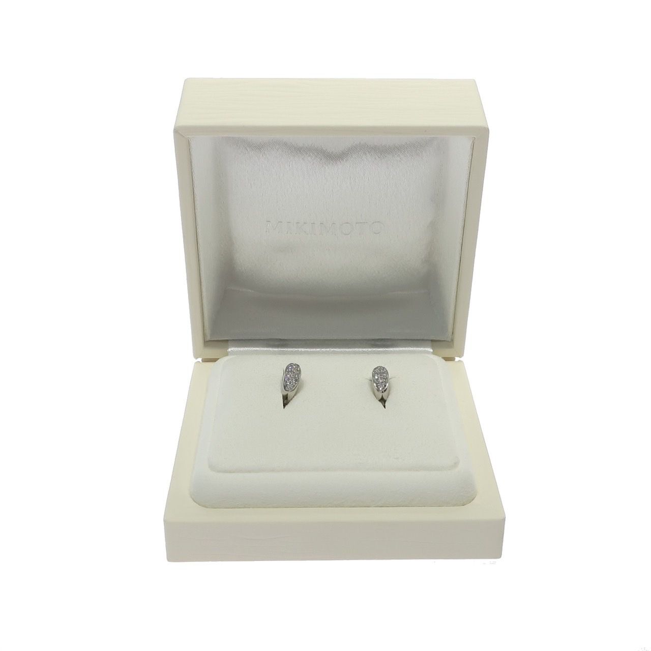 未使用品】MIKIMOTO ミキモト フープ ダイヤモンド ピアス K18WG 750 