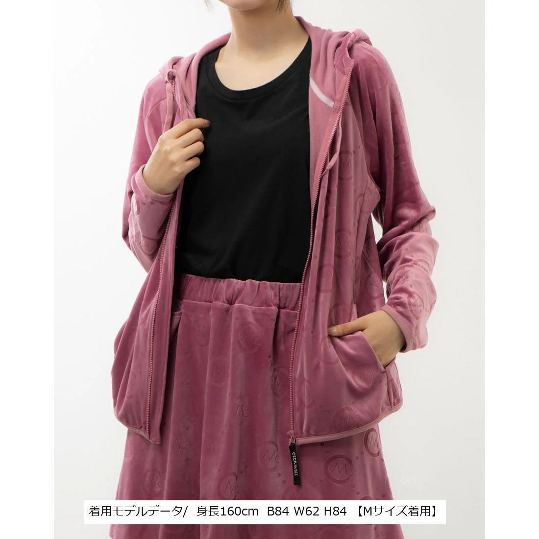 ジュンアンドロペ モノグラムプリントダンボールニットブルゾン