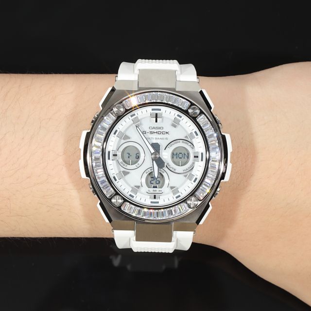 GST Gスチール w310 w300 s110 400 410シリーズ G-SHOCK G-Steel カスタム カバー ベゼル CZダイヤ（キュービックジルコニア）  WHITE GOLD バケットカット - メルカリ