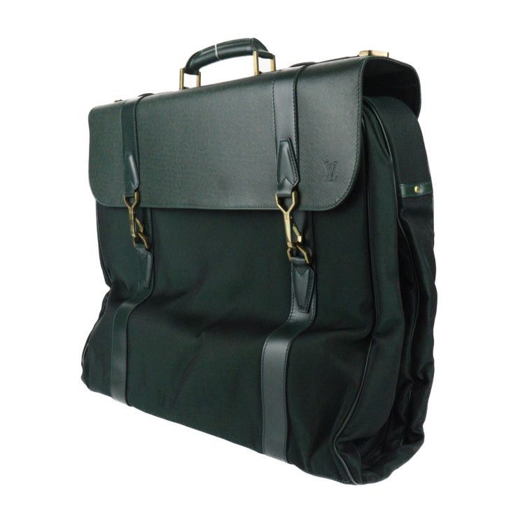 LOUIS VUITTON ルイ ヴィトン タイガ ポルタブル ジベシエール スーツケース M30694 レザー  ナイロンキャンバス エピセア ゴールド金具  ガーメントバッグ 2WAY ショルダーバッグ ビトン グリーン 【本物保証】 LOUIS VUITTON ルイ ヴィトン ポルタブル ジベシエール スーツケース