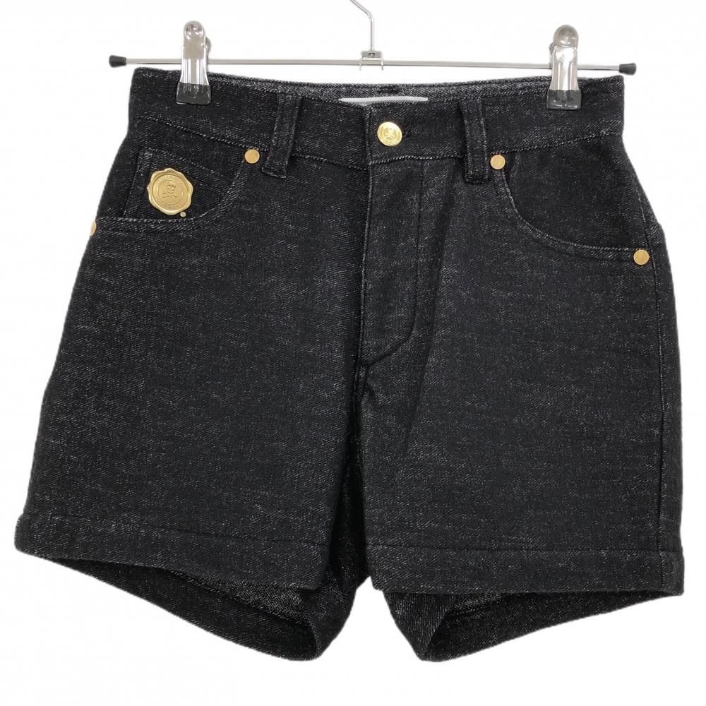 超 マークアンドロナ ショートパンツ 杢黒 ストレッチ ウール混 レディース XS ゴルフウェア MARK＆LONA