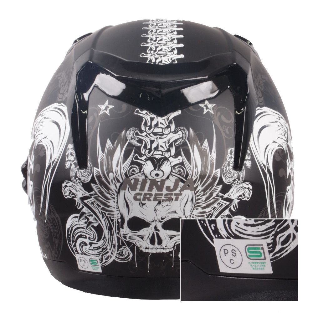 SG/PSC規格】バイク用 フルフェイスヘルメットNINJA-SKULL ブラック（M-L-XL）ドクロ柄 スタイリッシュでかっこいい☆フルフェイス＆ジェットヘルメット  - メルカリ