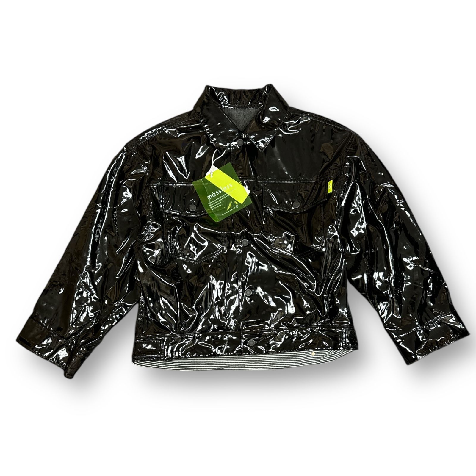 人気 定価99000円 Jacket Leather Faux-Enameled massless 美品 ジャケット・アウター
