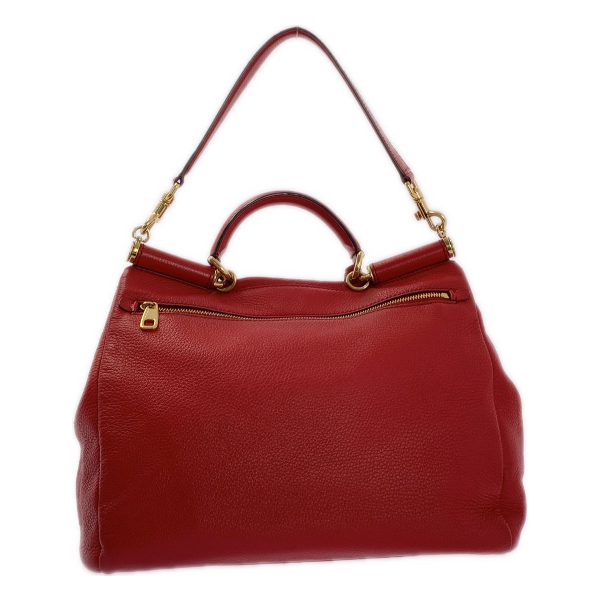 DOLCE＆GABBANA ドルチェ＆ガッバーナドルガバ SICILY ソフトシシリー 2way レザー フラップ ワンショルダー ハンドルバッグ レオパード総裏地 レッド レディース