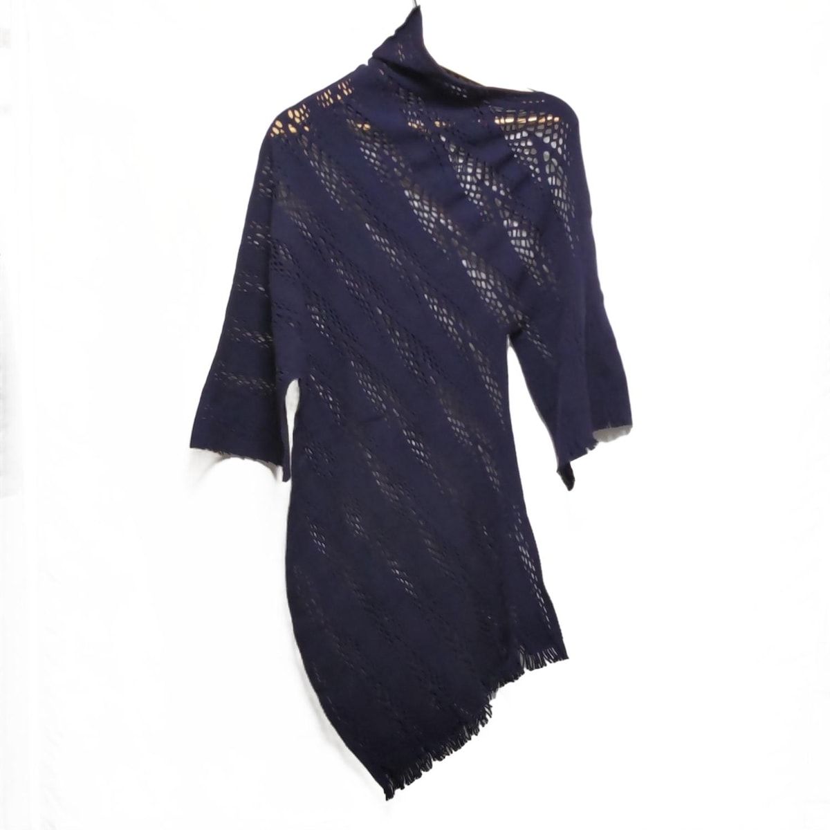 A.POC イッセイミヤケ ワンピース サイズ2 M レディース - ネイビー 七分袖|ひざ丈|フリンジ|INSIDE