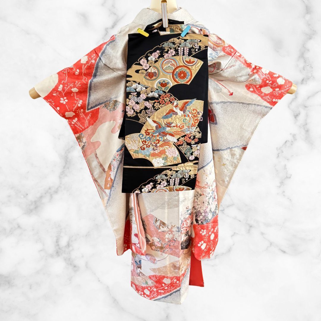 絞り 振袖 フルセット 身丈161 furisode 刺繍衿 レトロ