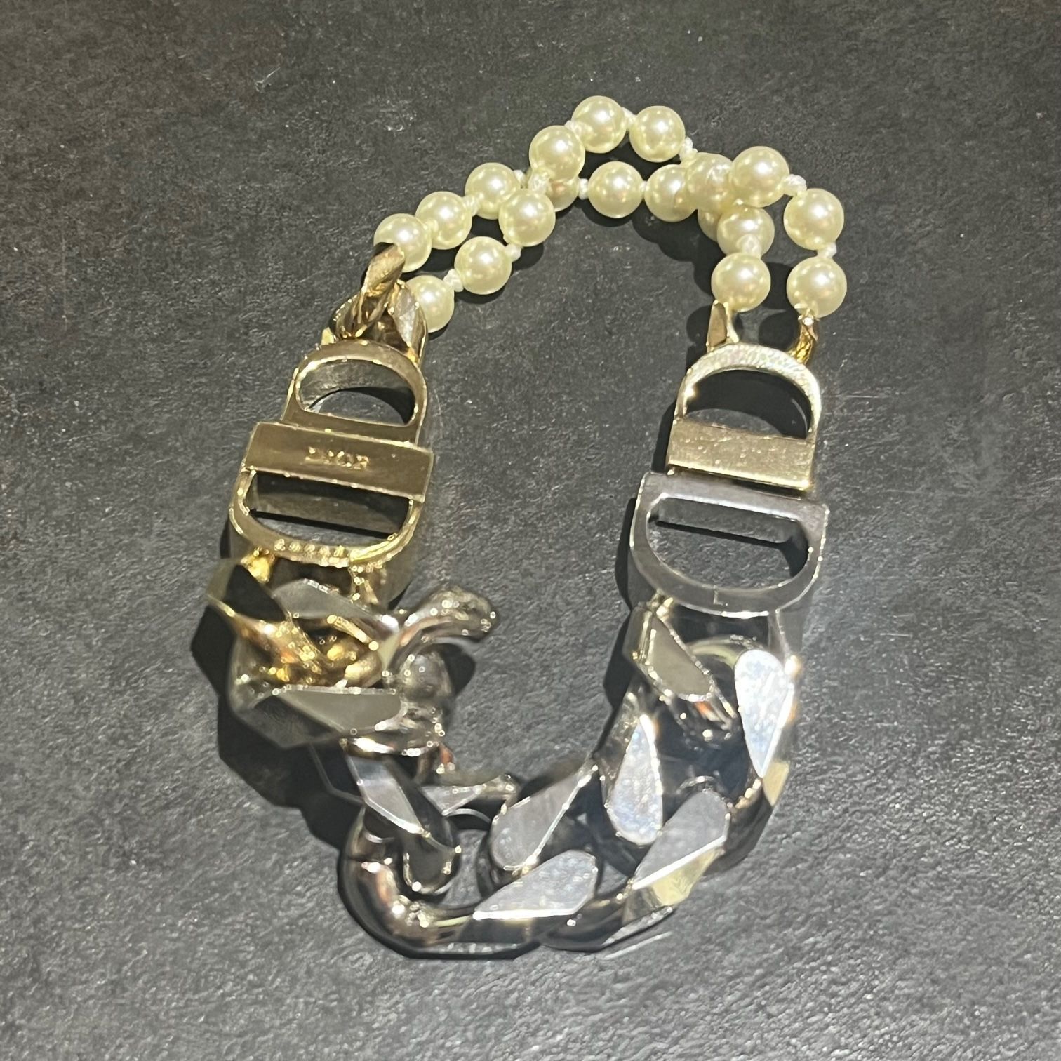 美品 Dior Sacai Bracelet パール シルバー ブレスレット サカイ 